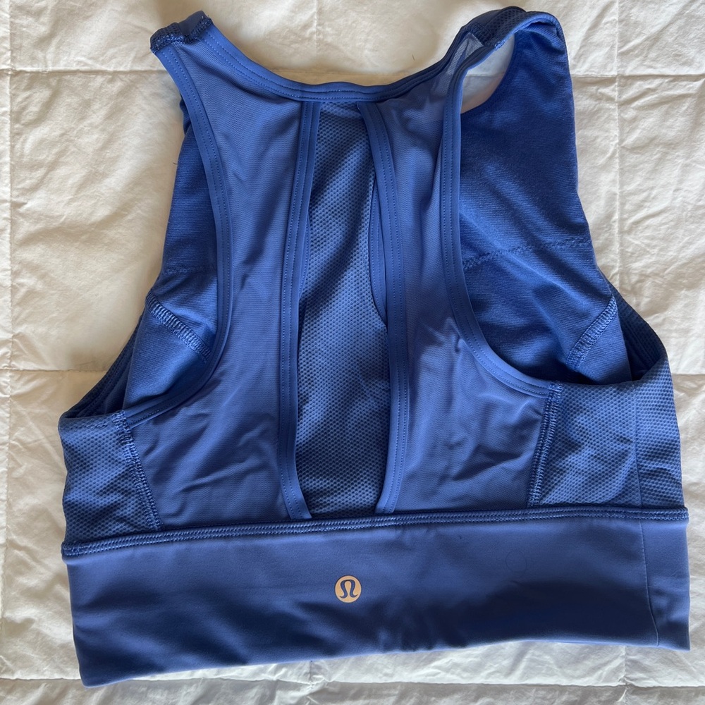 Lululemon Everlux High Neck Train Bra Wild Indigo Sz 6
*Medium Support C/D Cup* - Picture 8 of 8